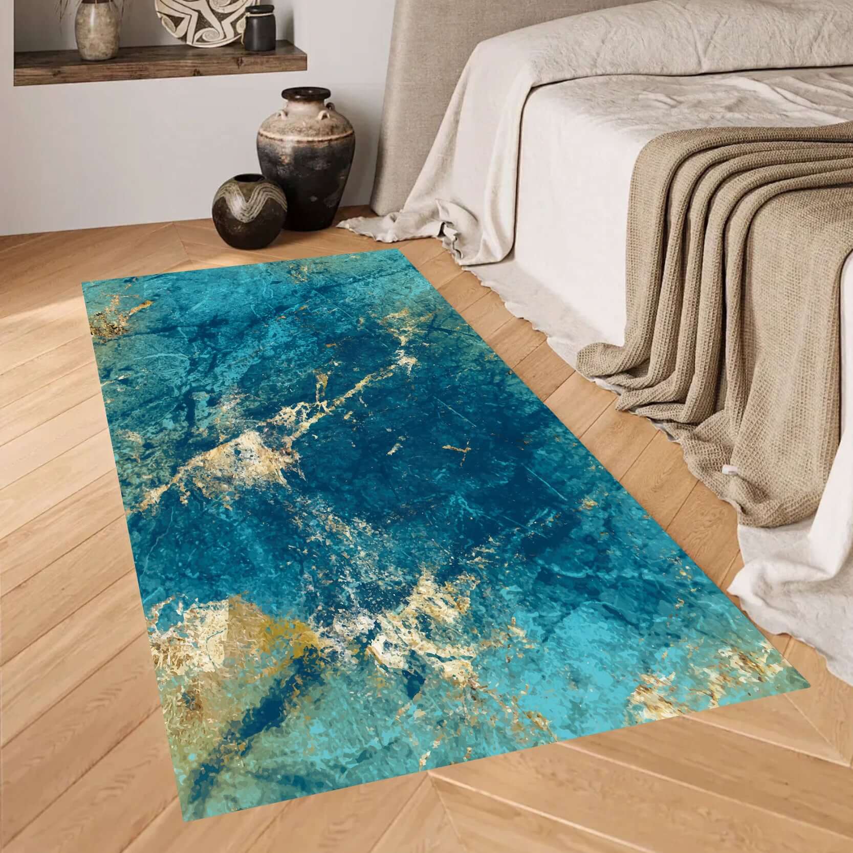 Turkish Rug Ocean Marble Abstract Rug