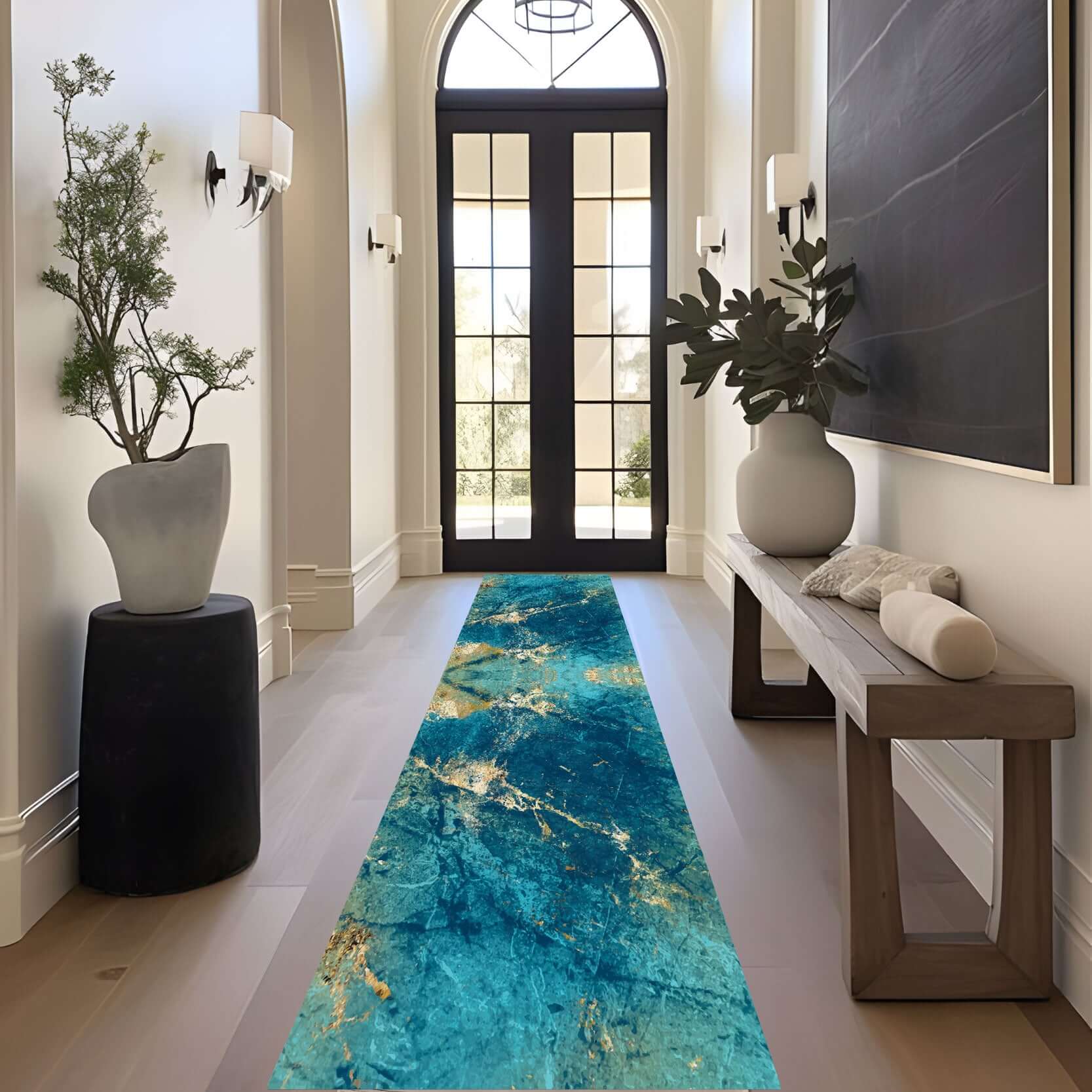 Turkish Rug Ocean Marble Abstract Rug