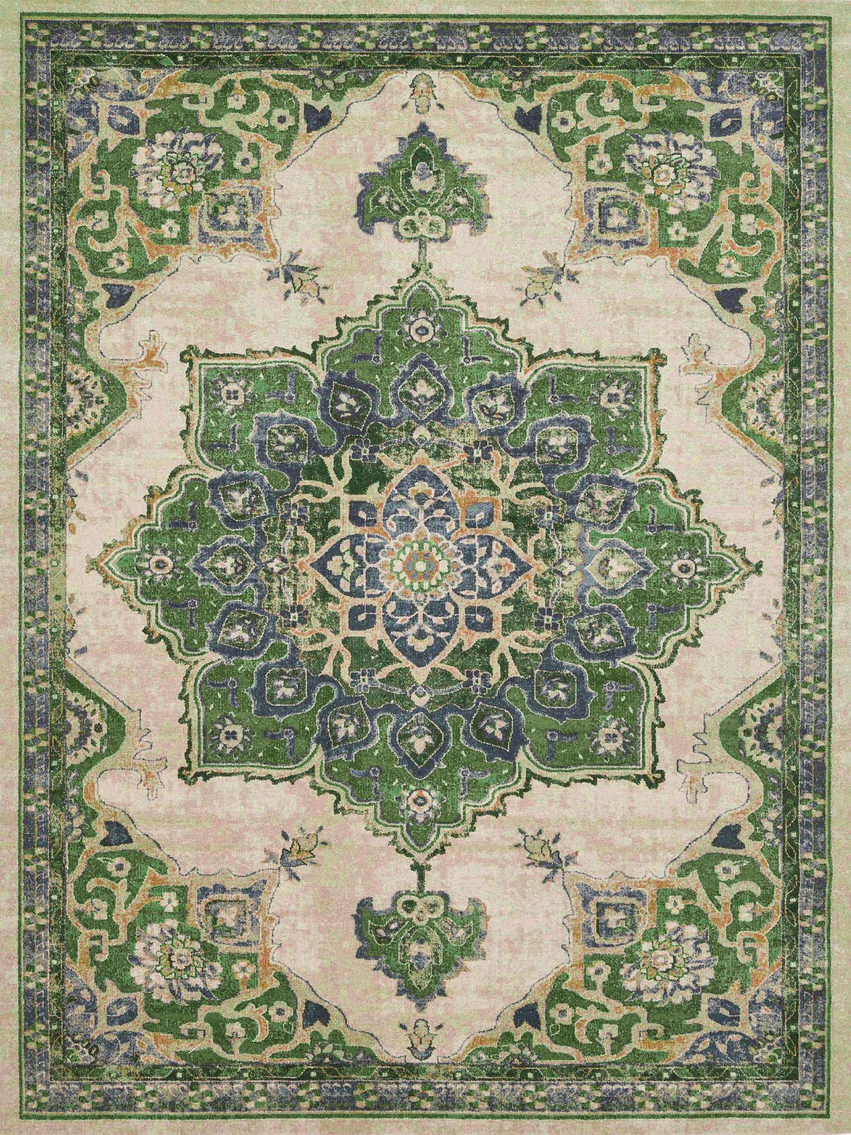 Turkish Rug - Persian Medallion in Elegant Green Tones