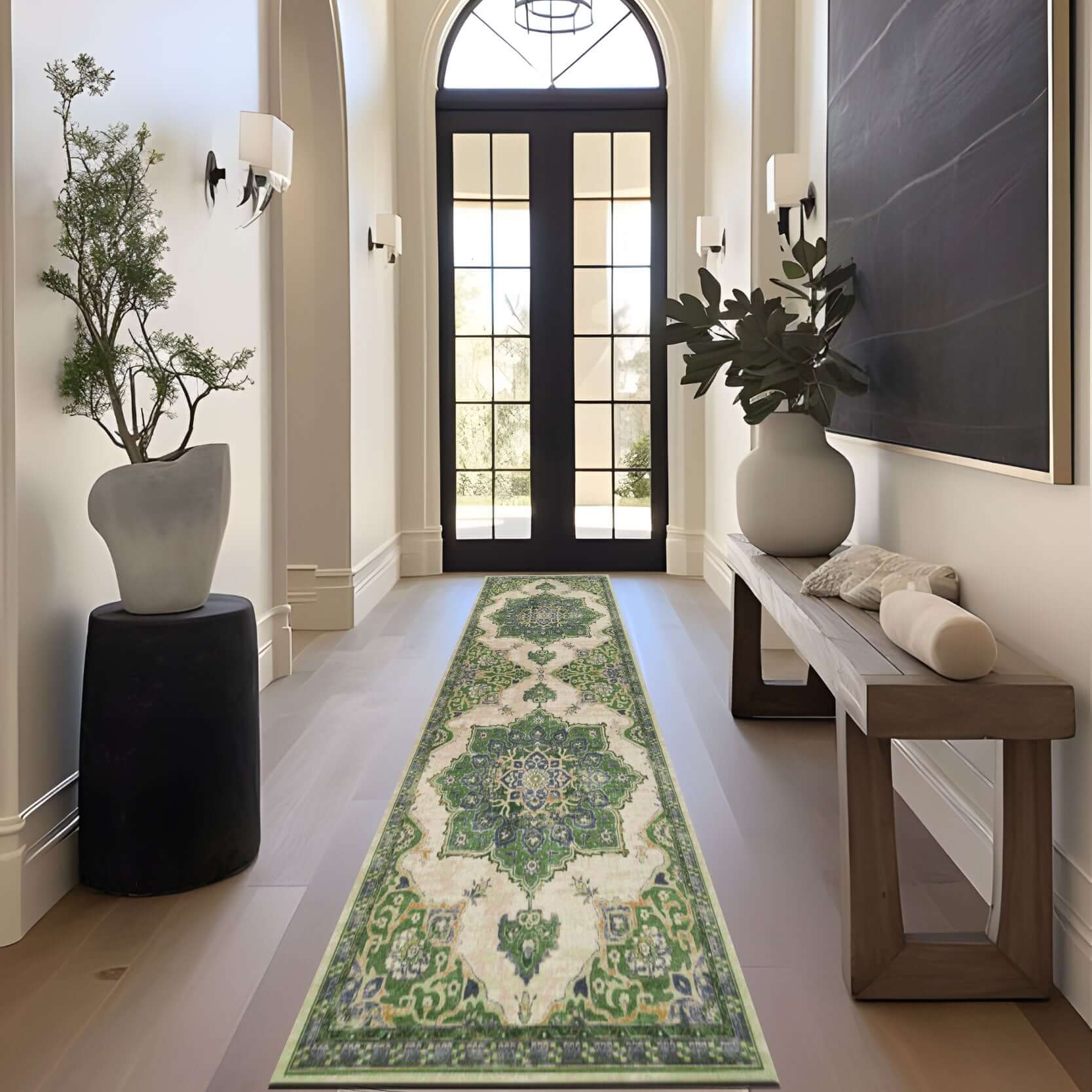Turkish Rug - Persian Medallion in Elegant Green Tones