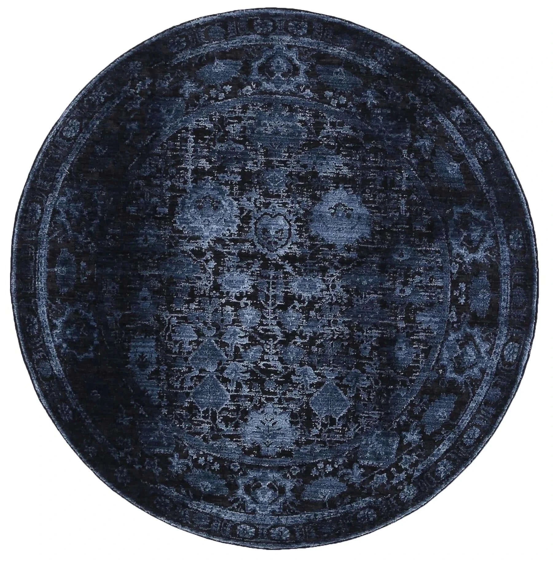 Turkish Rug - Vintage Midnight Blue Elegance