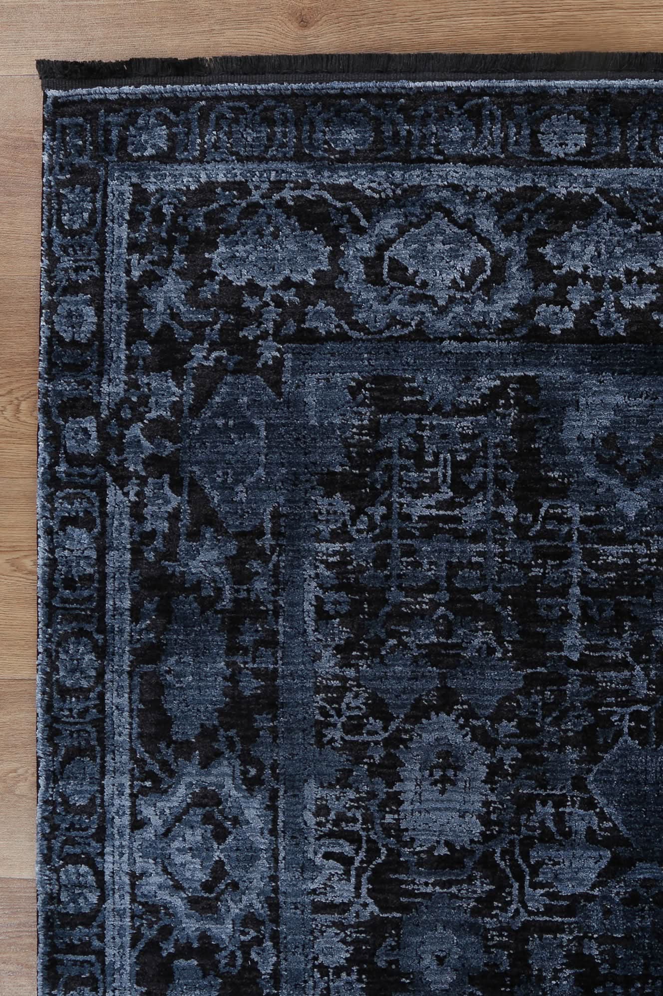 Turkish Rug - Vintage Midnight Blue Elegance