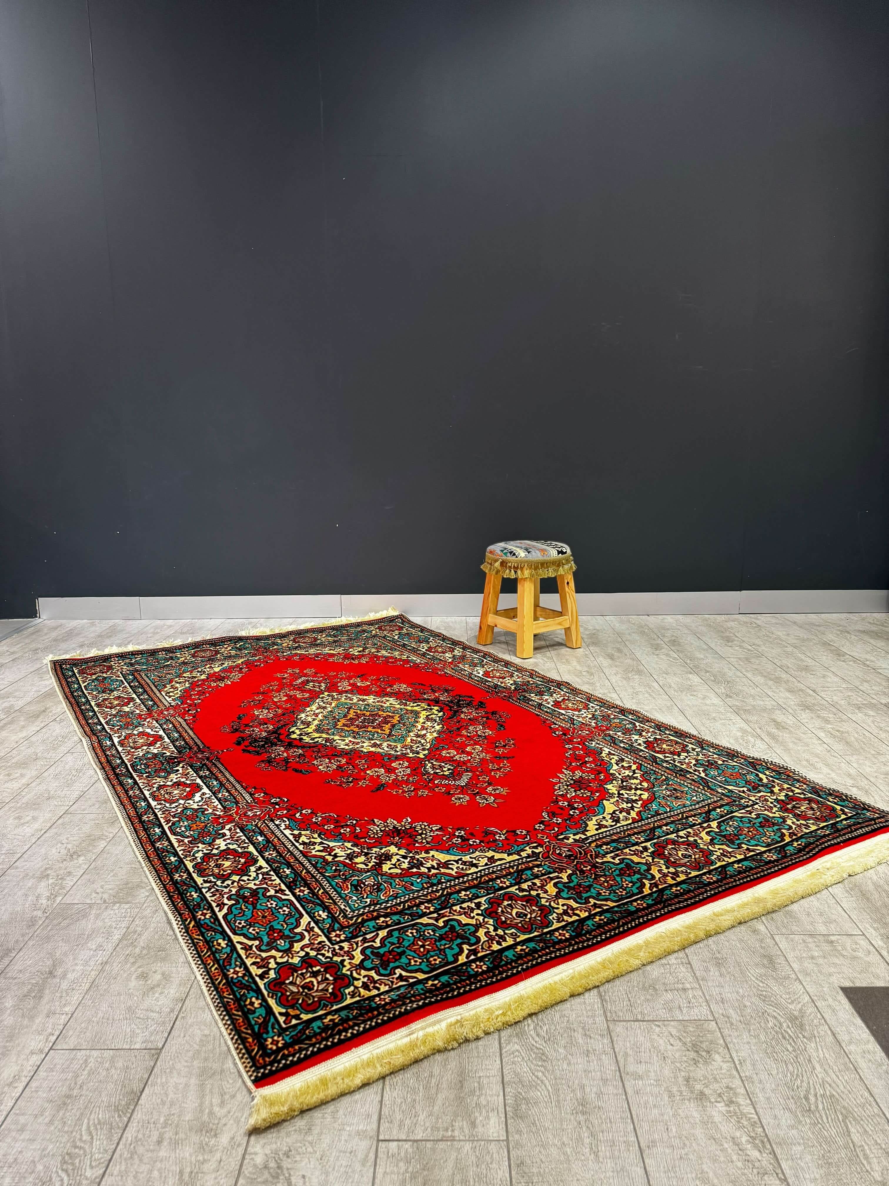 Turkish Rug Bosphorus Harmony 150×230 in vivid red and intricate pattern, ideal for modern and traditional interiors.