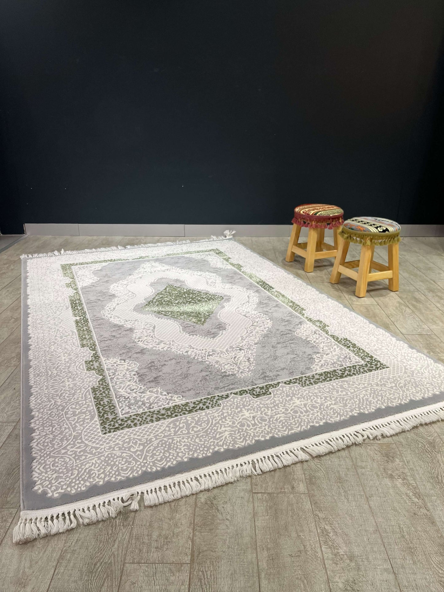 Asaryun Turkish Rugs Bazaar G-Discover the perfect blend of tradition and modernity with our Turkish polyester rug. Featuring a rich blue background with intricate patterns, this durable, easy-to-maintain rug adds elegance to any space. Ideal for high-tra