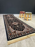 Turkish Traditional Hallway Runner Navy H3846A