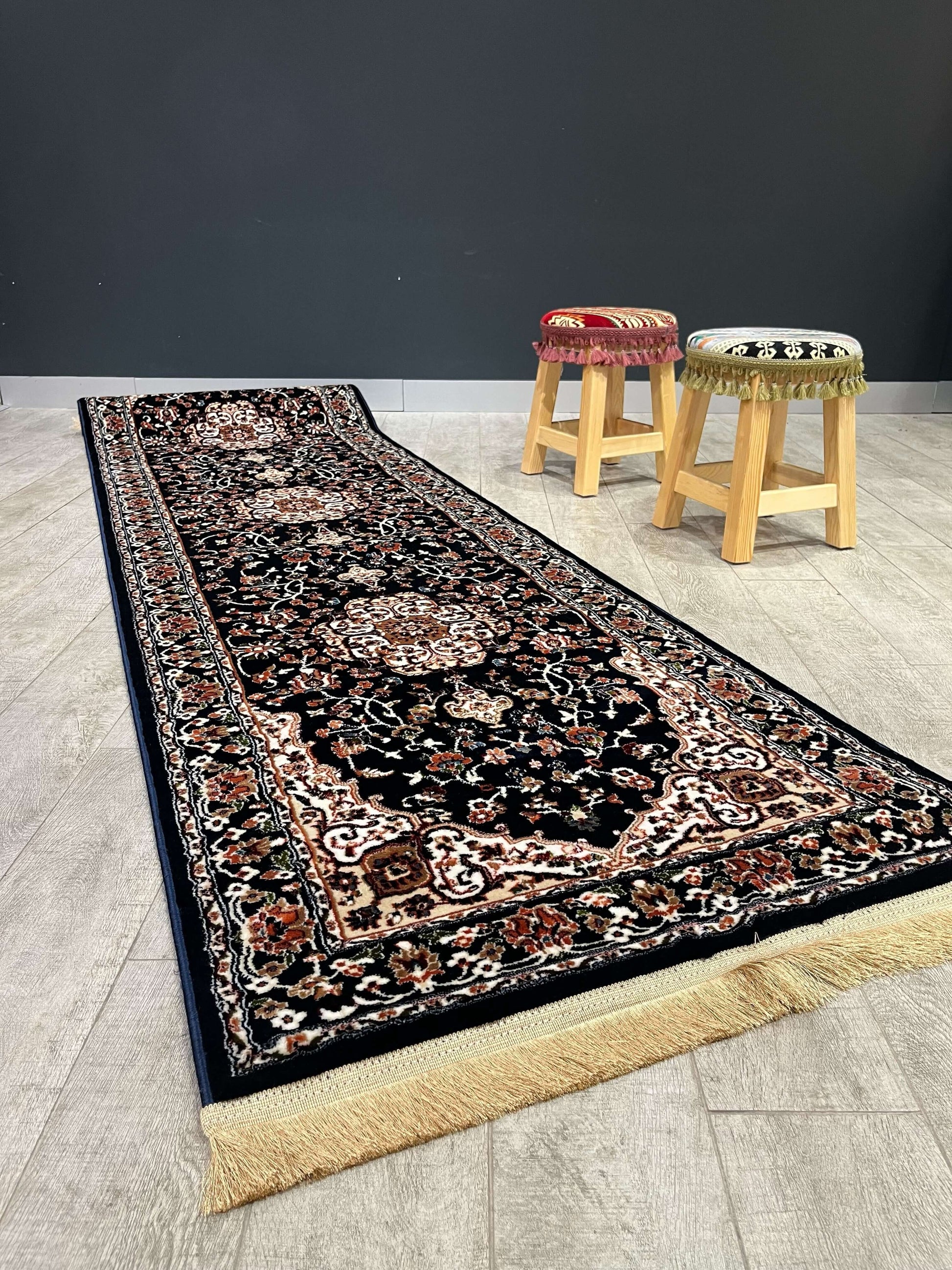 Turkish Traditional Hallway Runner Navy H3846A