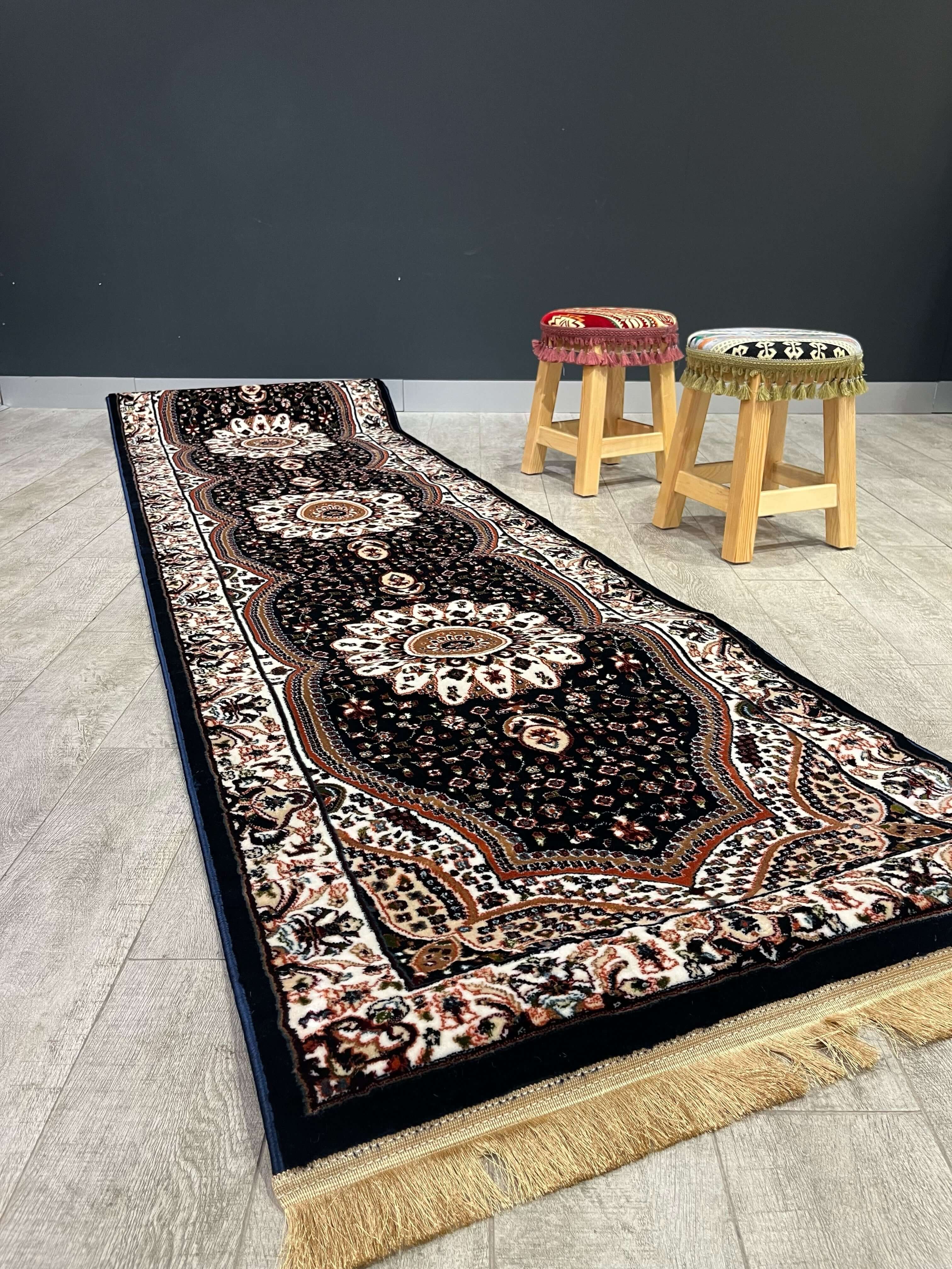 Turkish Traditional Hallway Runner Navy H4158A