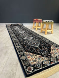 Turkish Traditional Hallway Runner Navy H4320A