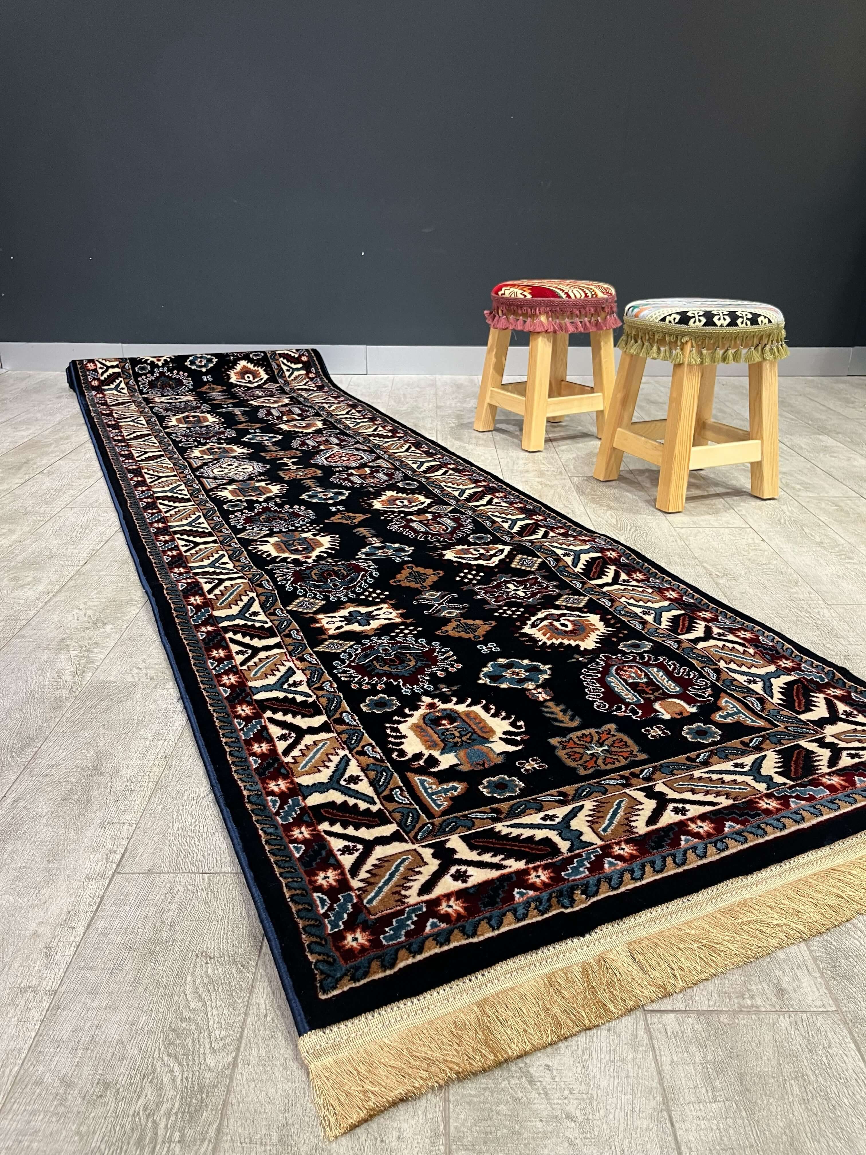 Turkish Traditional Hallway Runner Navy H4731B
