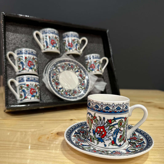 Floral Design Turkish Coffee Cup Set