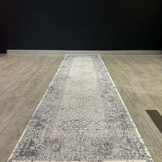 Abstract Grey Turkish Hallway Runner 80cm x 300cm-Discover our elegant Turkish hallway runners, 80cm x 300cm, designed to add timeless beauty to your home. Made with premium materials and intricate patterns, these durable Turkish rugs are perfect for hall