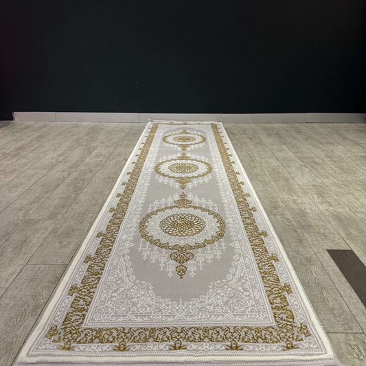 Traditional Gold Turkish Hallway Runner 80cm x 300cm