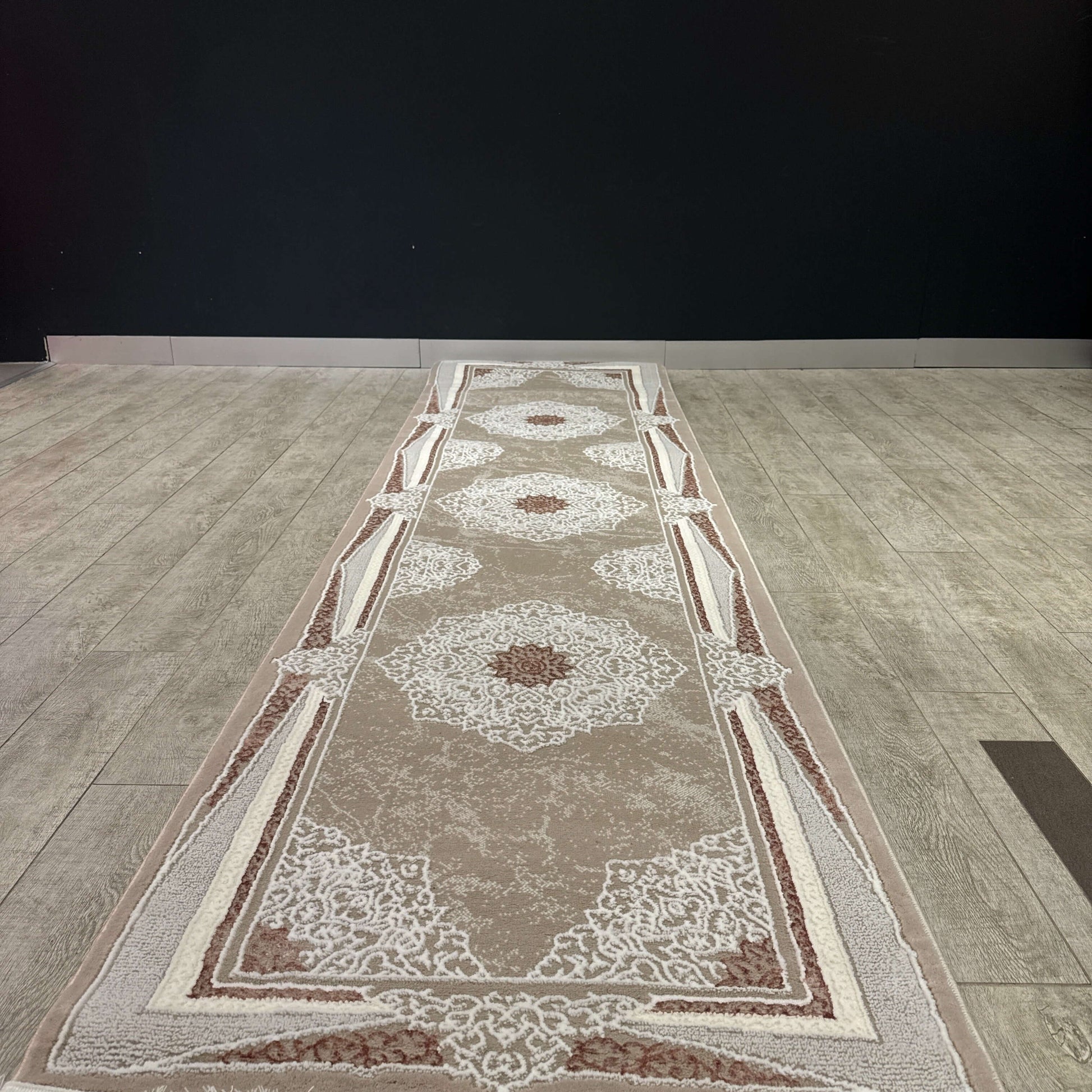 Traditional Pink and Beige Turkish Hallway Runner 80cm x 300cm