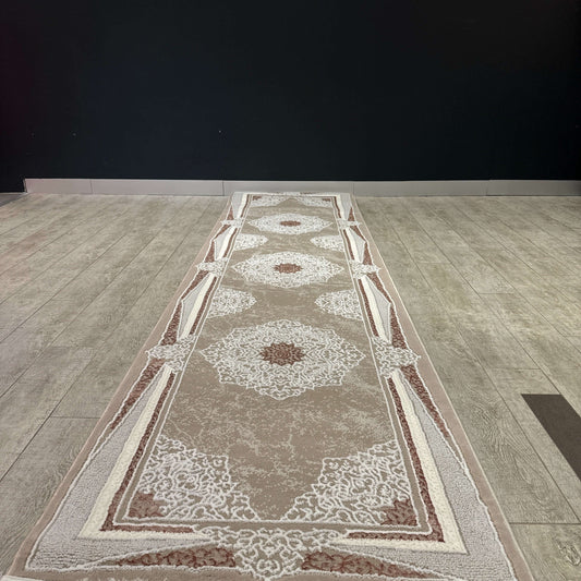 Traditional Pink and Beige Turkish Hallway Runner 80cm x 300cm