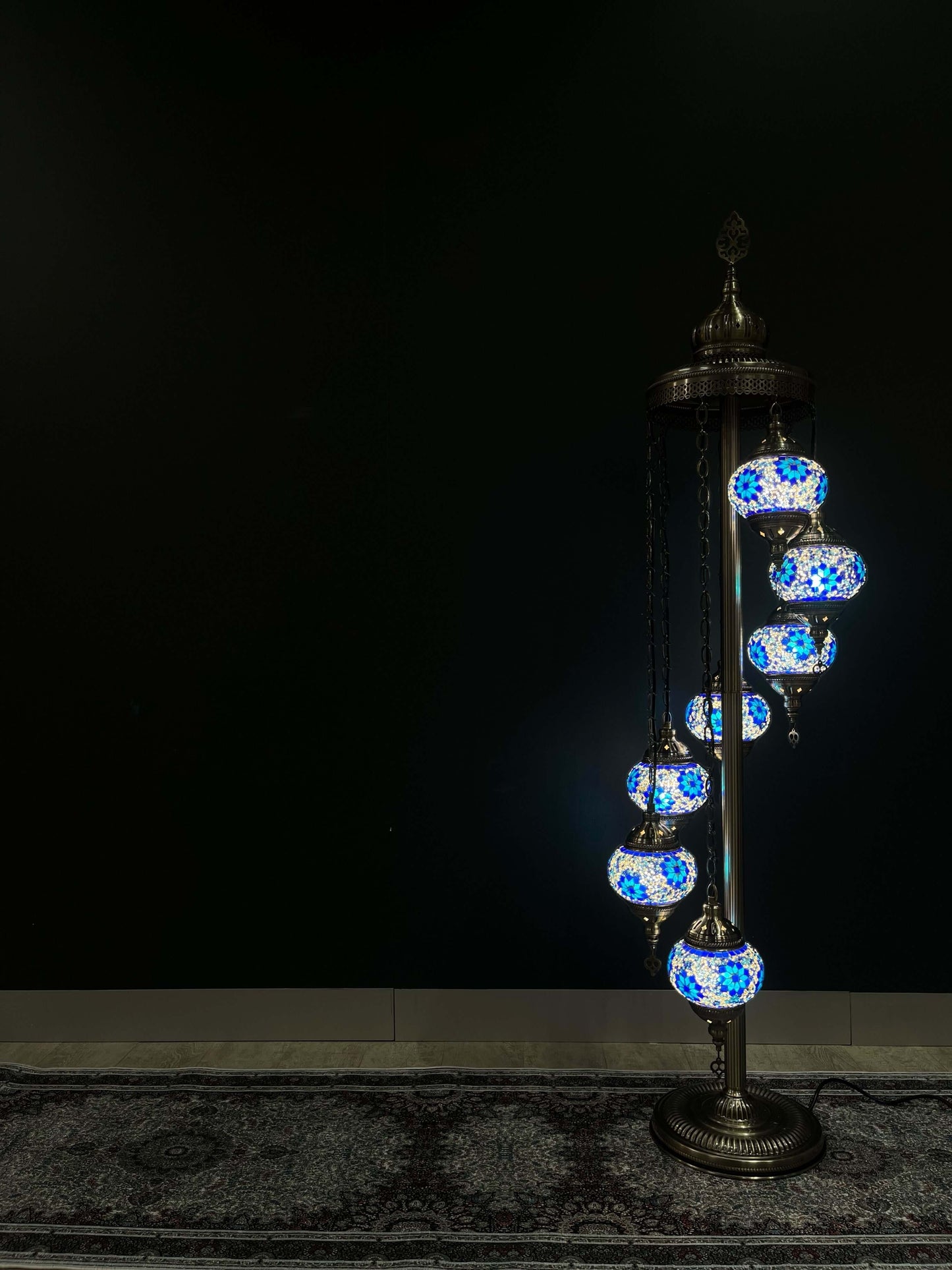 Turkish Mosaic Floor Lamp 7pc- Blue-Flower Floor Lamp   