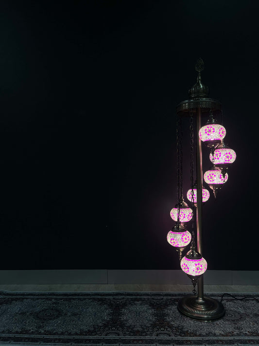 Turkish Mosaic Floor Lamp 7pc- Pink Floor Lamp   