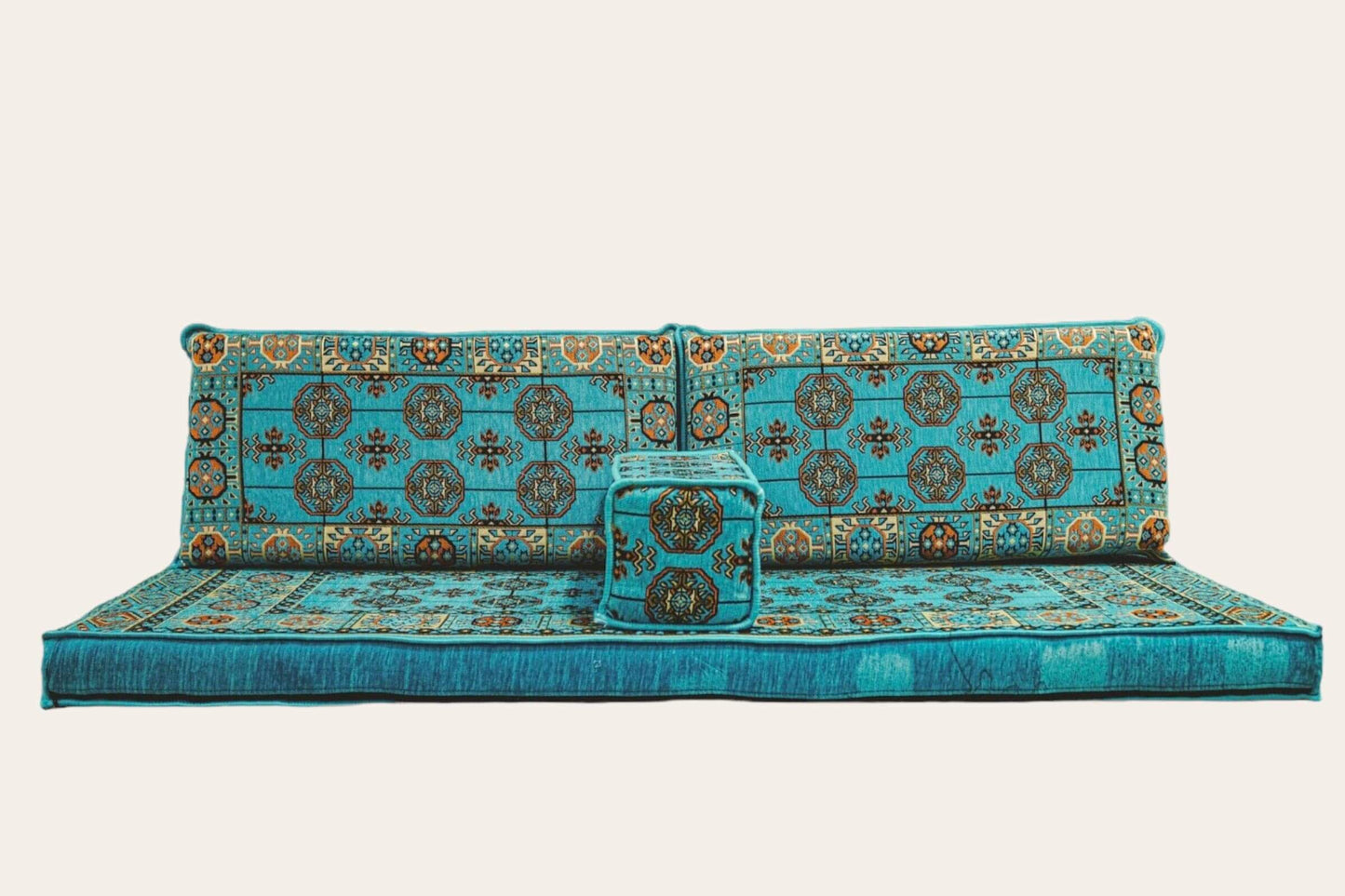 Arabian Majlis (Divan Set) Aqua Diamond Floor Cushions   