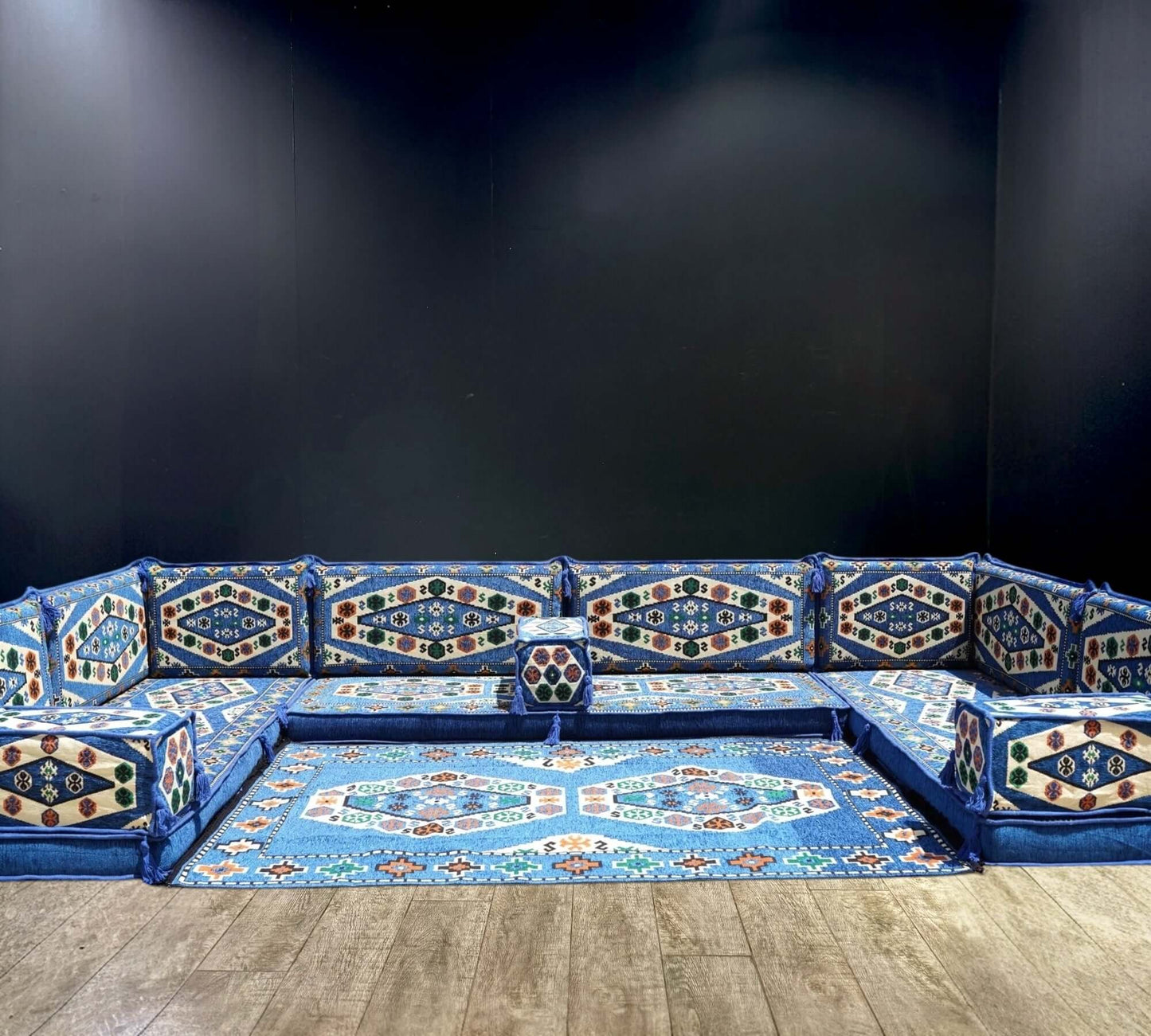 Blue Royal U-Shape Majlis Sofa Set