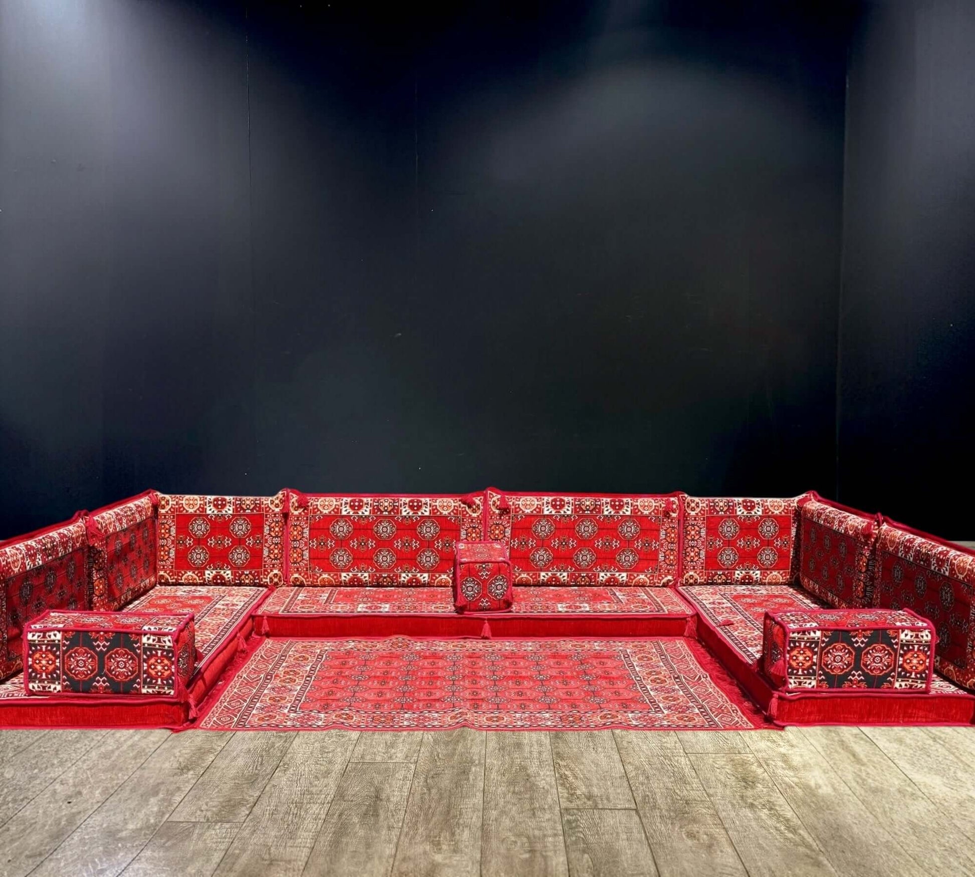 Red Diamond U-Shape Majlis Sofa Set