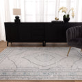 Vestige V001 Oriental Grey Blue Rug styled with furniture