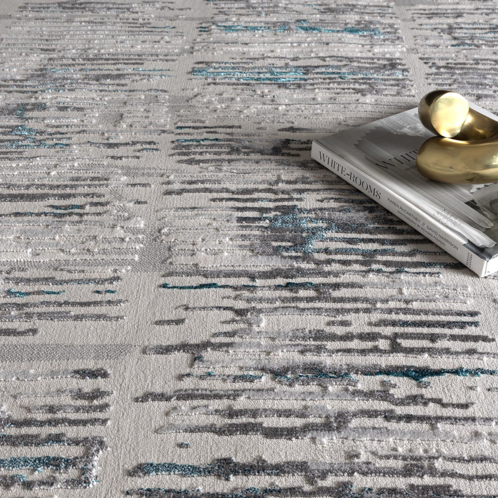 Vestige V002 Abstract Grey Blue Rug – view 5