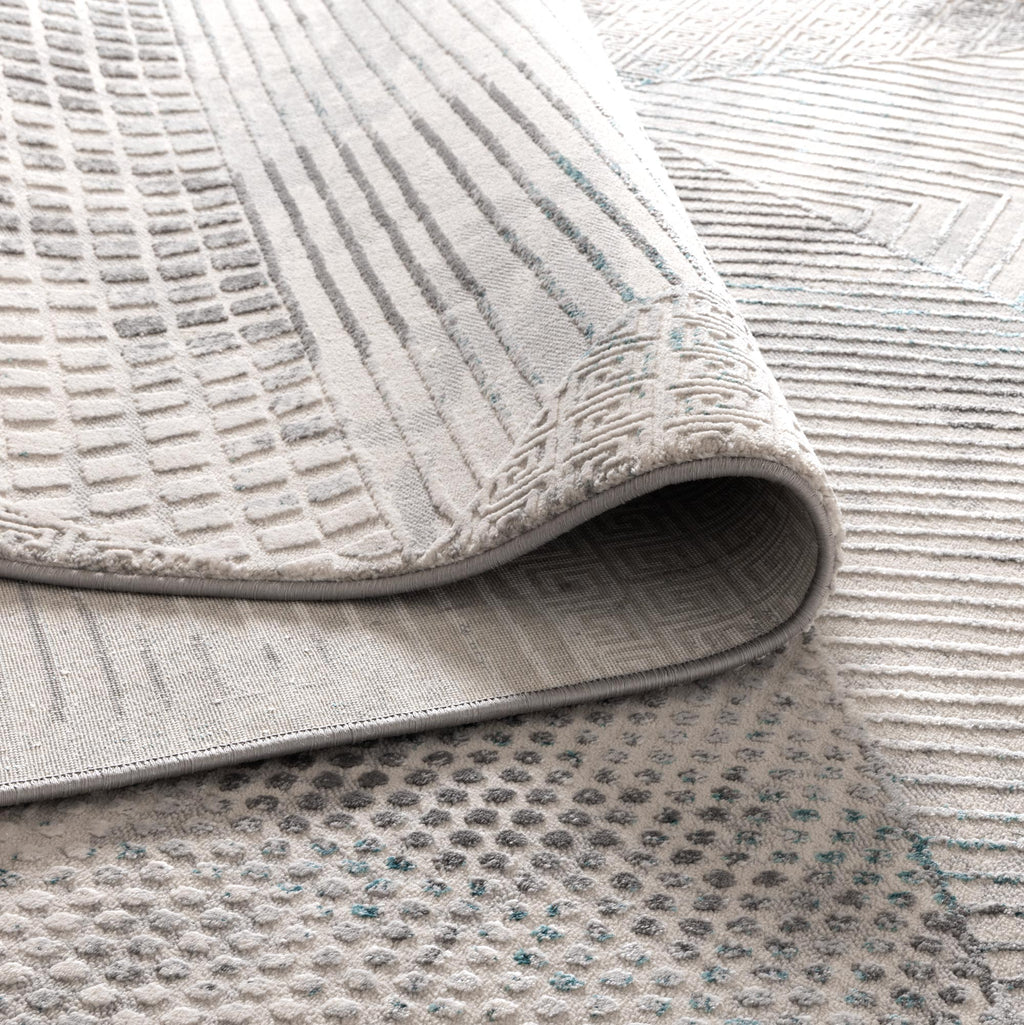 Vestige V003 Geometric Grey Blue Rug – view 4