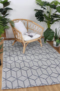 Vanuatu Greenslade Charcoal Geometric Flatweave Rug - 03 styled with furniture