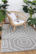 Vanuatu Devesi Grey Geometric Flatweave Rug - 17 styled with furniture