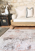 Vintage Crown Celine Blush Washable Rug - No Fringe styled with furniture