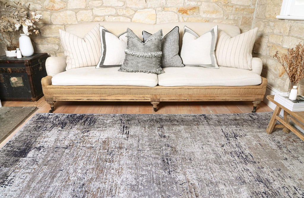 Vintage Crown Anne Echo Blue Grey Washable Rug – view 6