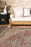 Vintage Crown Albert Red & Gold Distressed Vintage Rug -(2869-00) styled with furniture