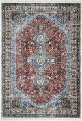 Vital Red Blue Washable Rug - HDJ2923-00 With Fringe full product view