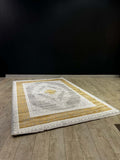 Vintage Harmony Turkish Rug with diamond medallion and ornate borders in elegant setting.