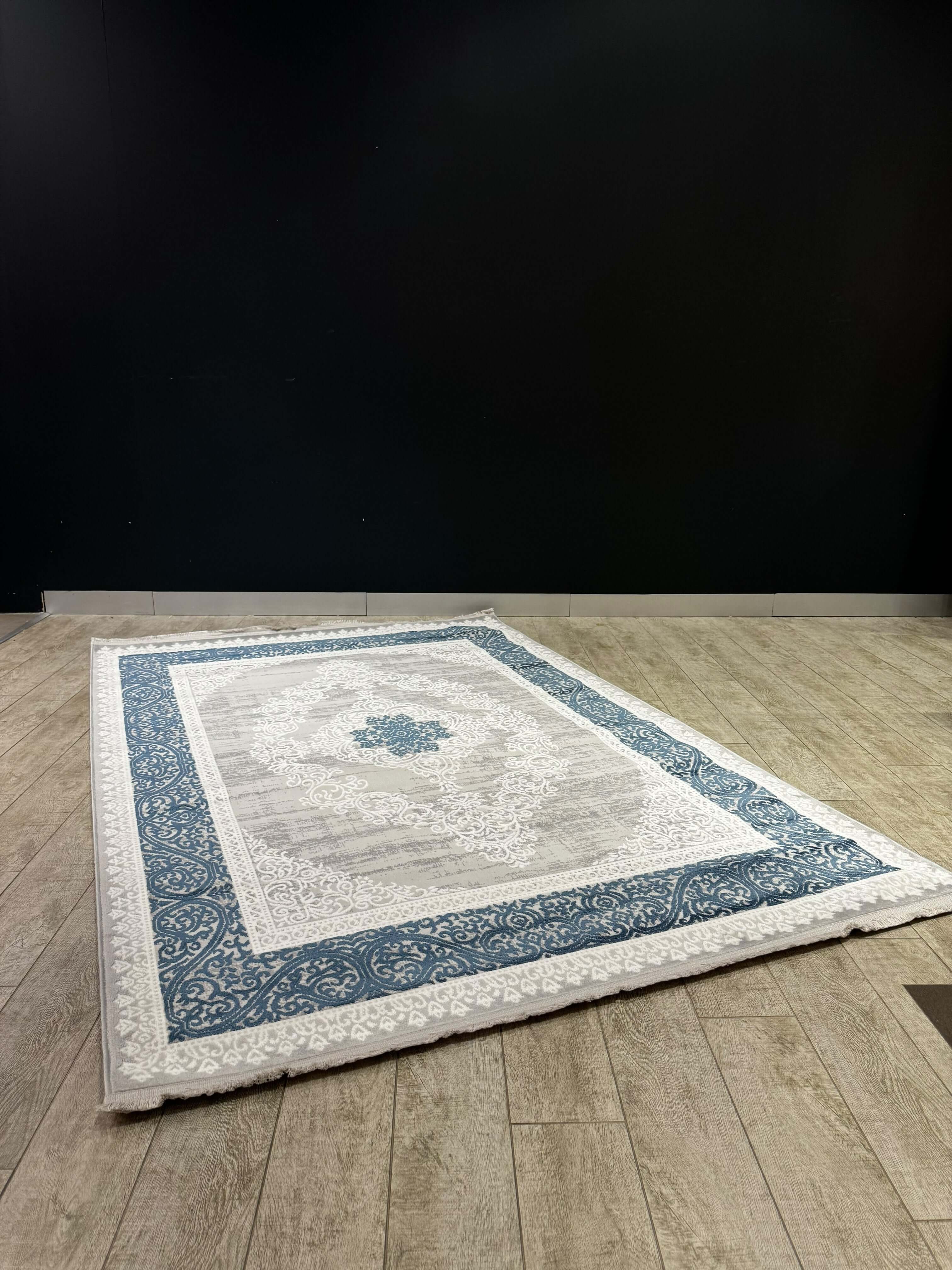 Vintage Harmony Turkish Rug showcasing the Bodrum Collection elegance with ornate borders and diamond medallion design.