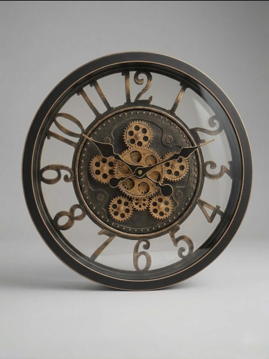 Vintage Industrial Gear Wall Clock 40cm – Decorative Wall Clock