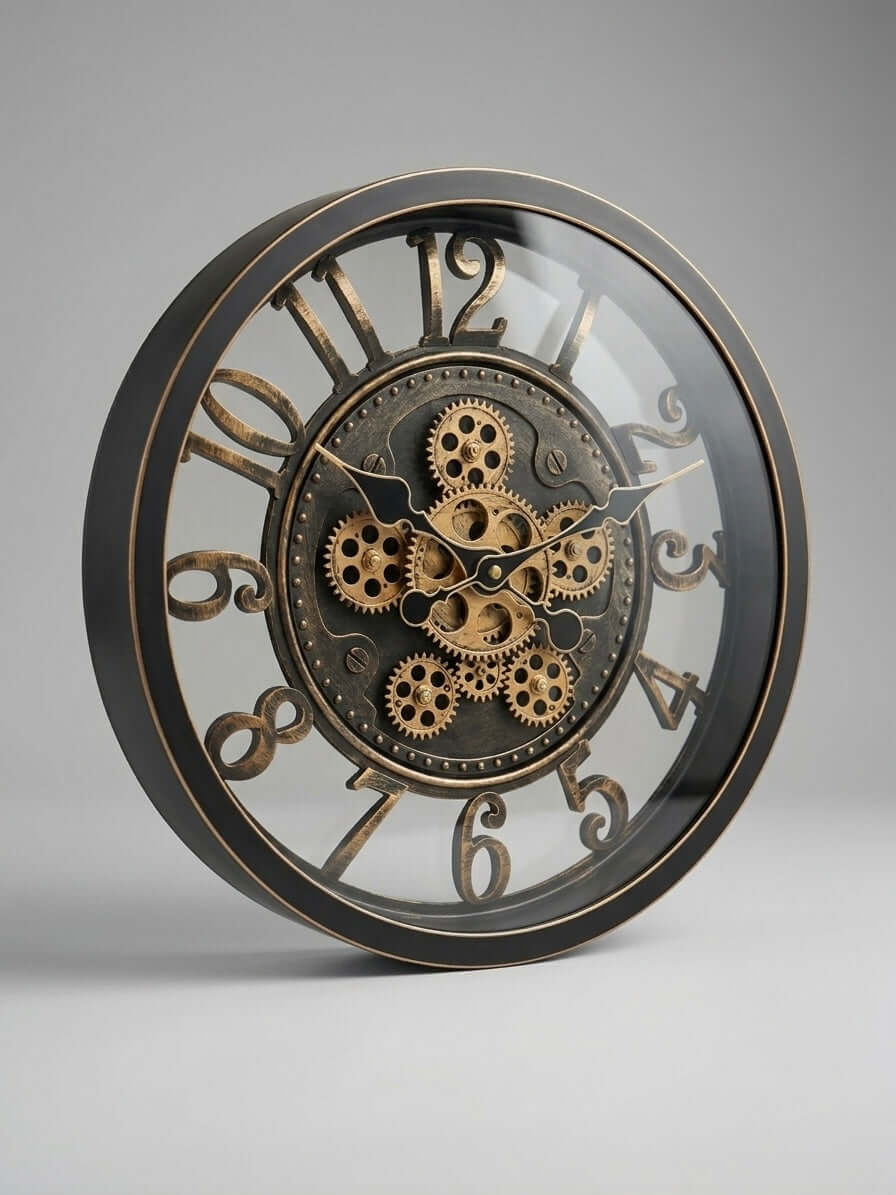 Vintage Industrial Gear Wall Clock 40cm – Decorative Wall Clock