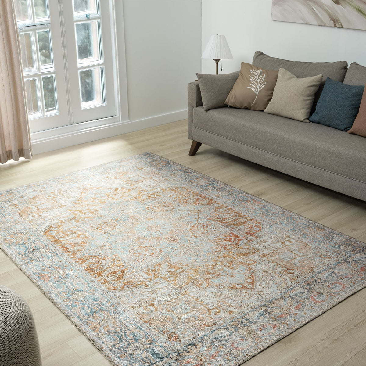 Vintage 744 Coral Turkish Rug lifestyle view