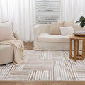 Wellington Geometric Lines Brown Rug - W001 styled with furniture