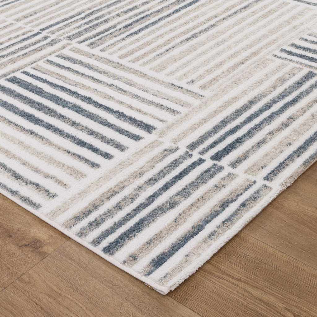 Wellington Geometric Lines Blue Rug - W002 – view 3