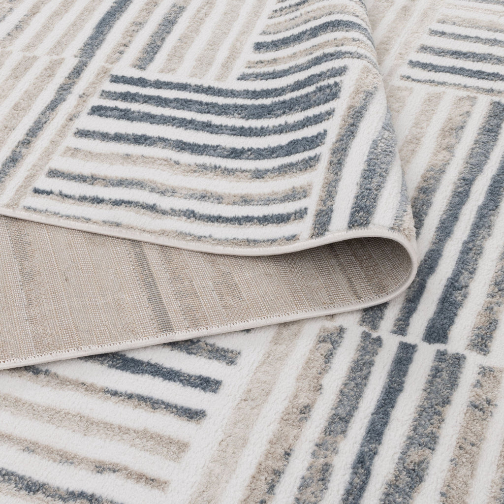 Wellington Geometric Lines Blue Rug - W002 – view 4