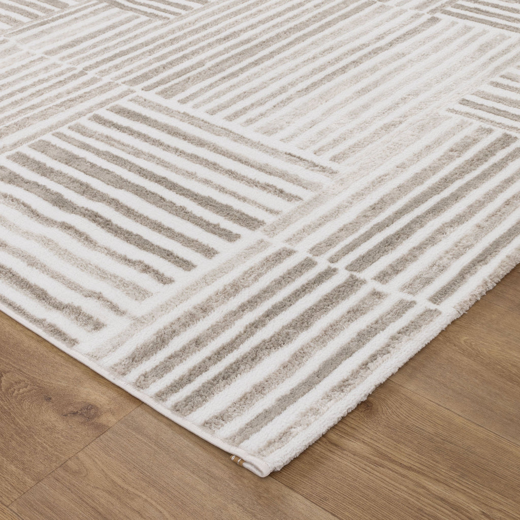 Wellington Geometric Lines Beige Rug - W003 – view 3