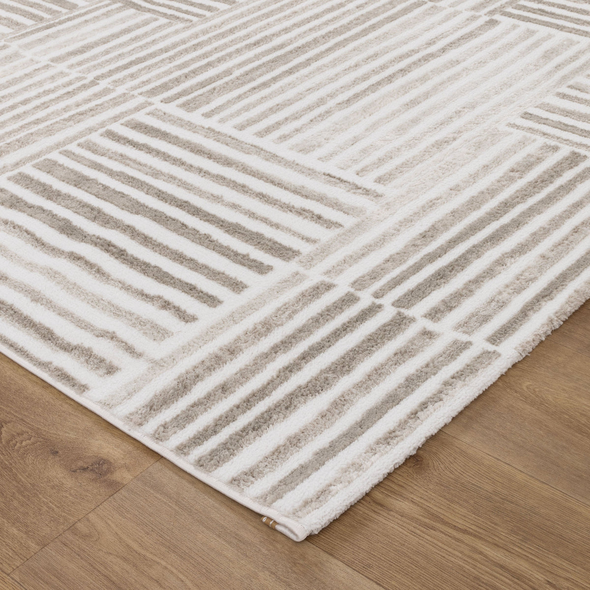 Wellington Geometric Lines Beige Rug - W003 – view 3