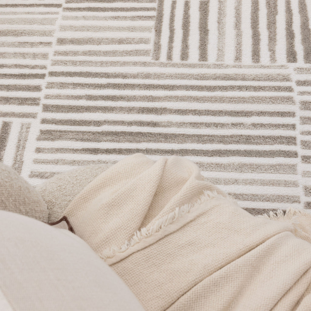 Wellington Geometric Lines Beige Rug - W003 – view 5
