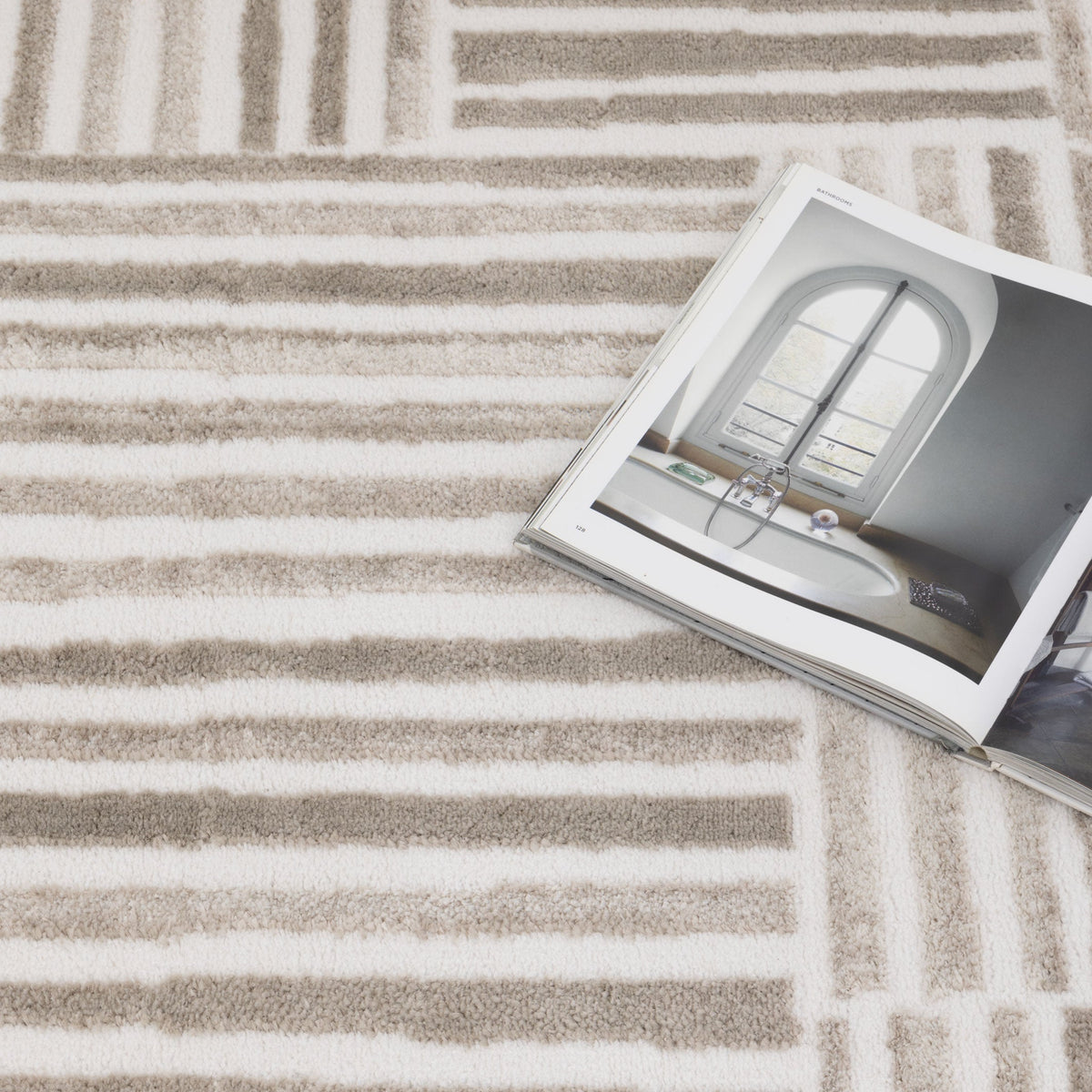 Wellington Geometric Lines Beige Rug - W003 – view 6