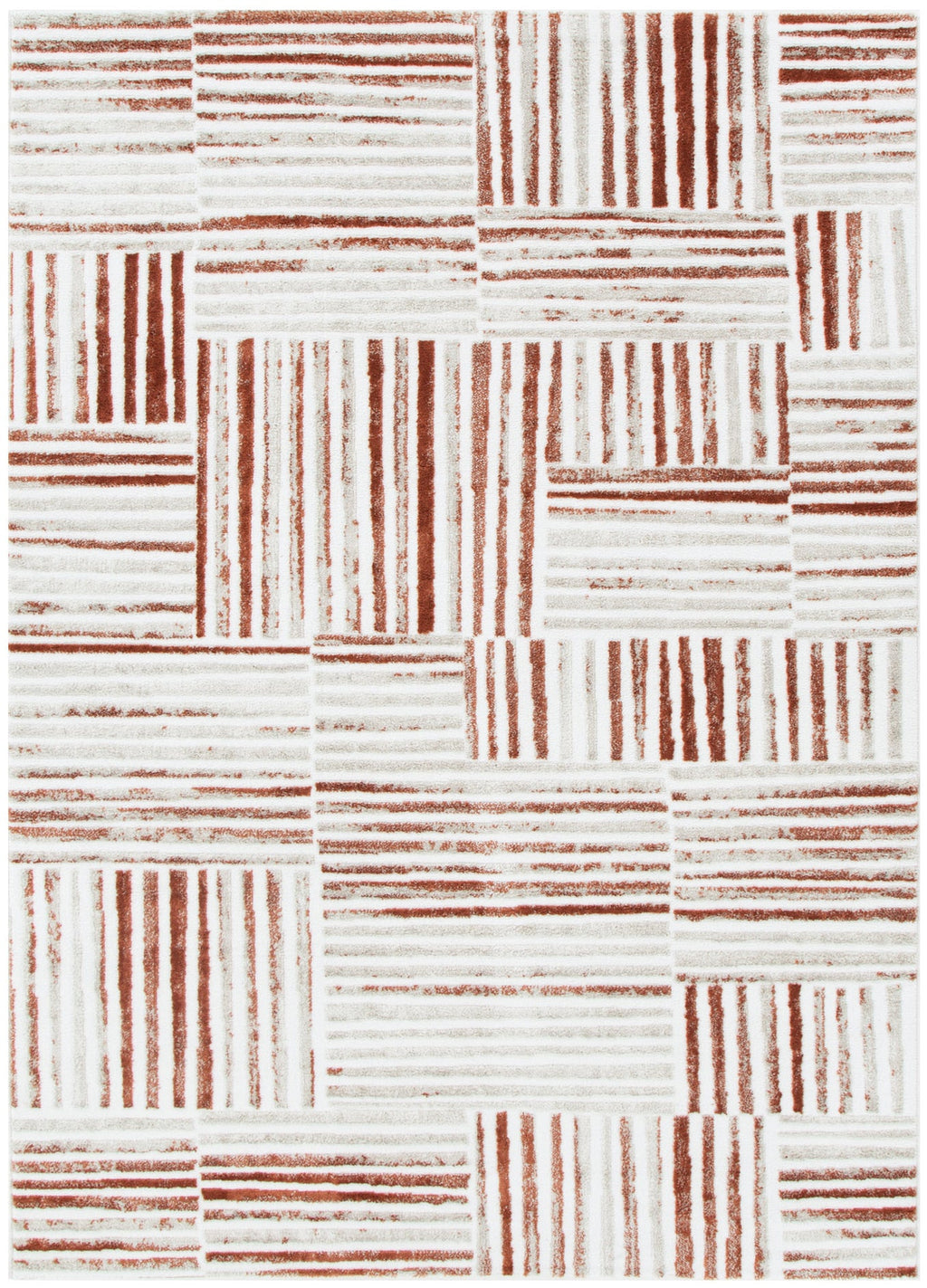 Wellington Geometric Lines Rust Rug - W004 – view 2
