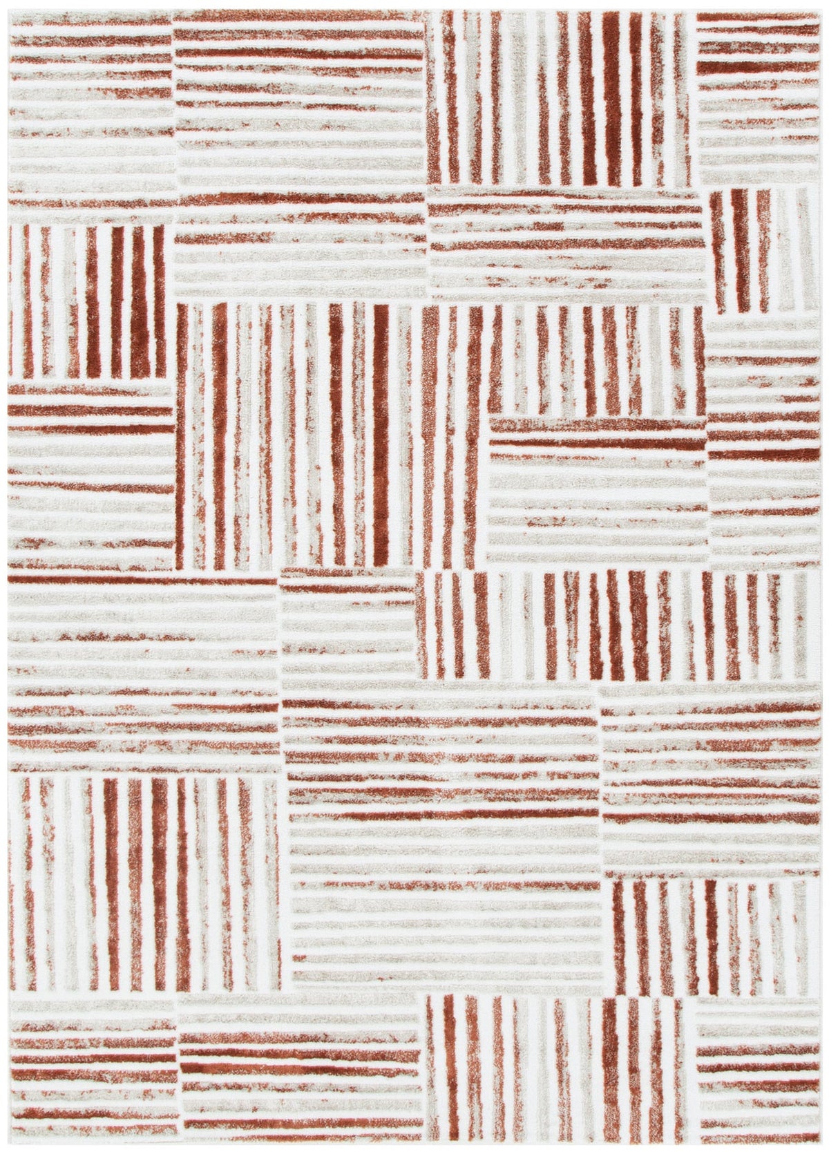 Wellington Geometric Lines Rust Rug - W004 – view 2