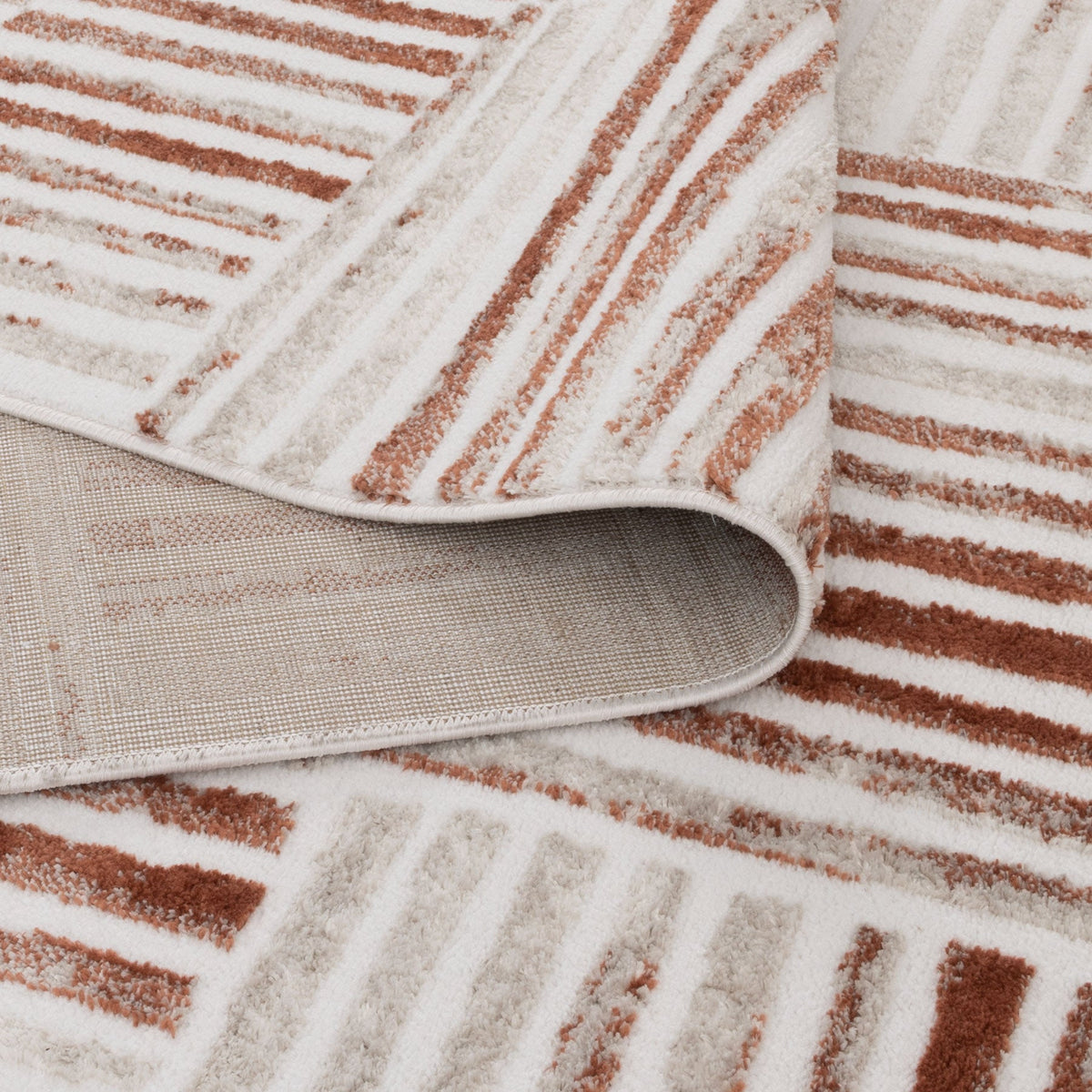 Wellington Geometric Lines Rust Rug - W004 – view 4