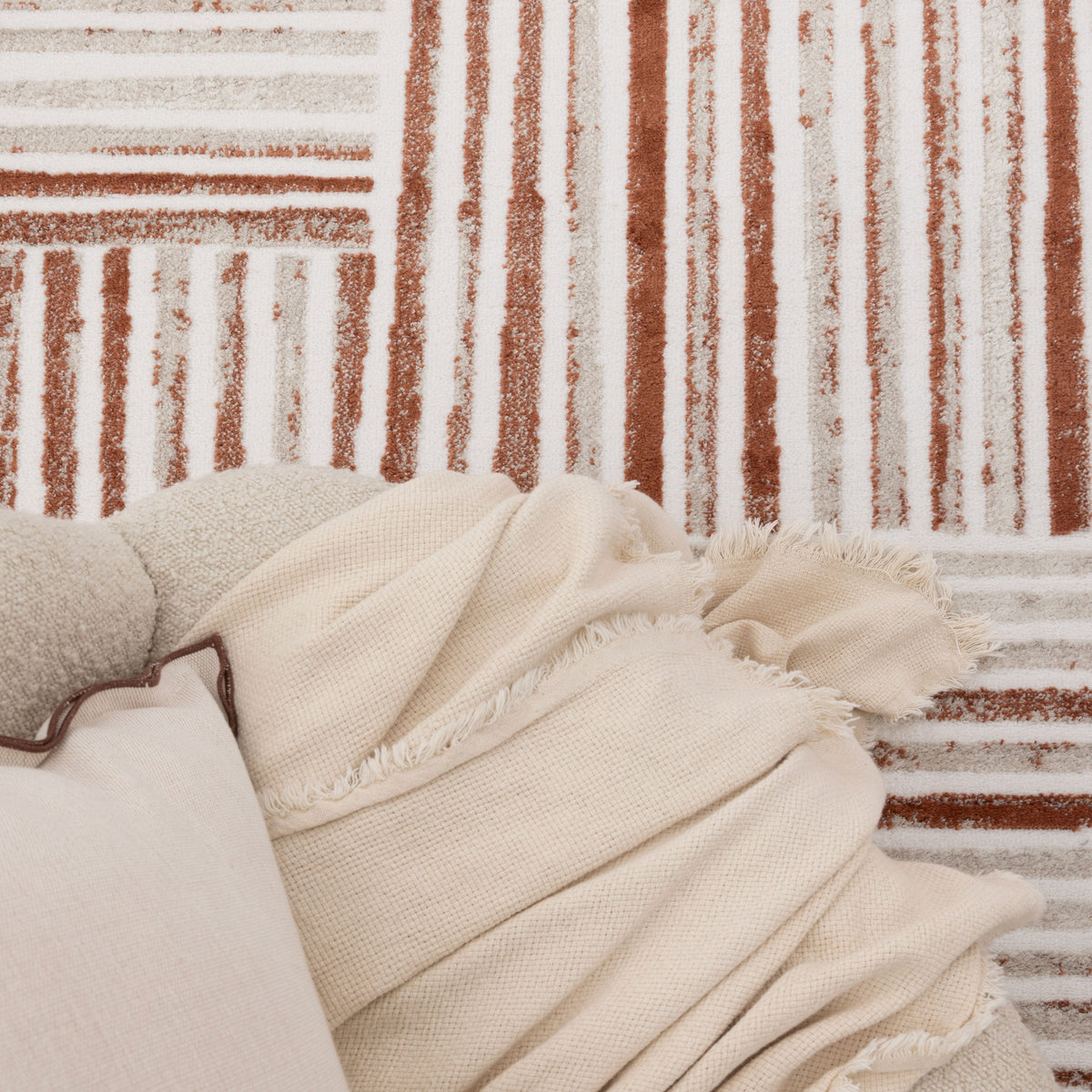 Wellington Geometric Lines Rust Rug - W004 – view 5