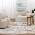Wellington Abstract Wash Brown Rug - W007 styled with furniture
