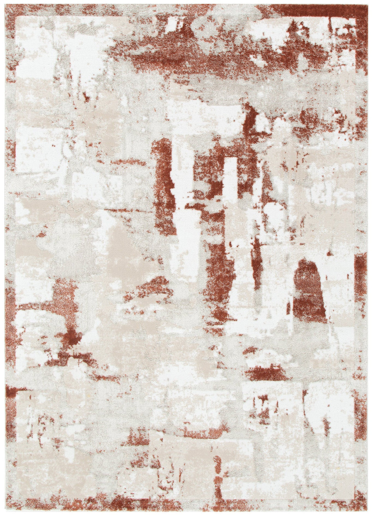 Wellington Abstract Wash Rust Rug - W010 – view 2